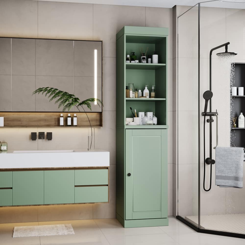 Palace Imports 100% Solid Wood 16.5" Bathroom Storage Cabinet with Solid Doors and Adjustable Shelves