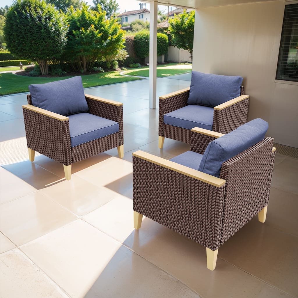 Gymojoy Outdoor Rattan Chairs with Armrest Chairs