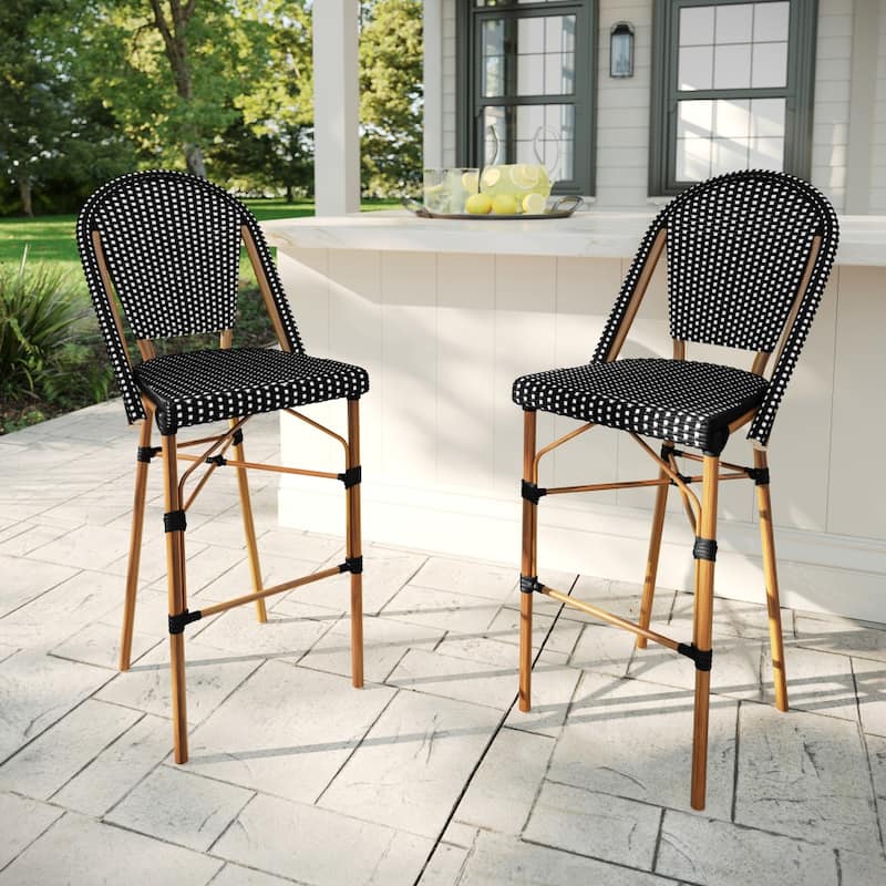 Martha Stewart 2PK All-Weather Stackable Patio Bistro Bar Stools - 18.5"W x 23.25"D x 45.75"H