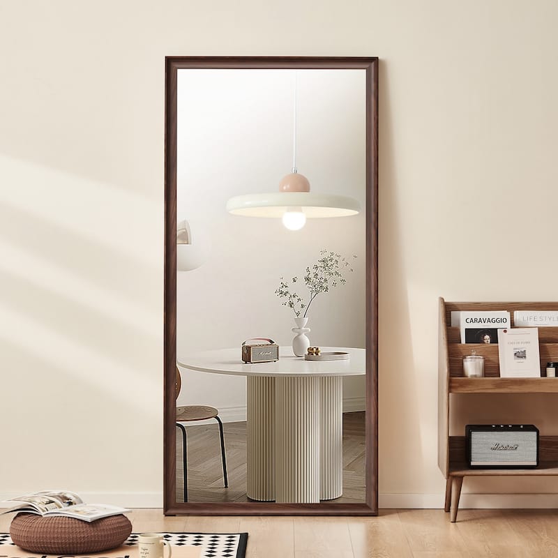 70*32 inch full-body floor mirror with Artificial wood frame, elegant design and durability - Antique brown - Antique brown