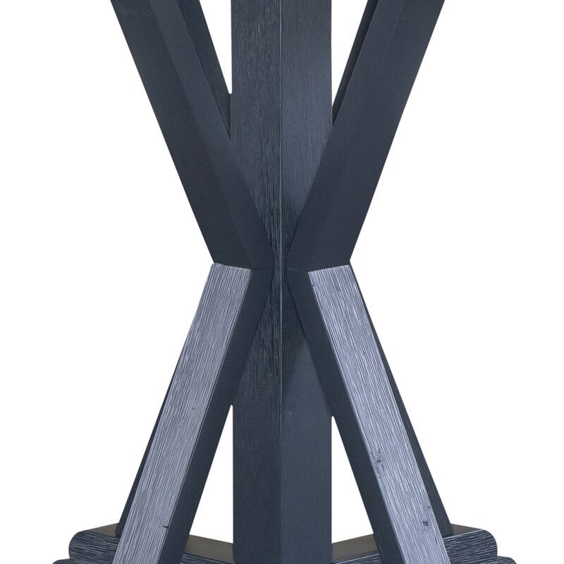 Summerville Wire Brushed Gray Round Accent End Table- Navy