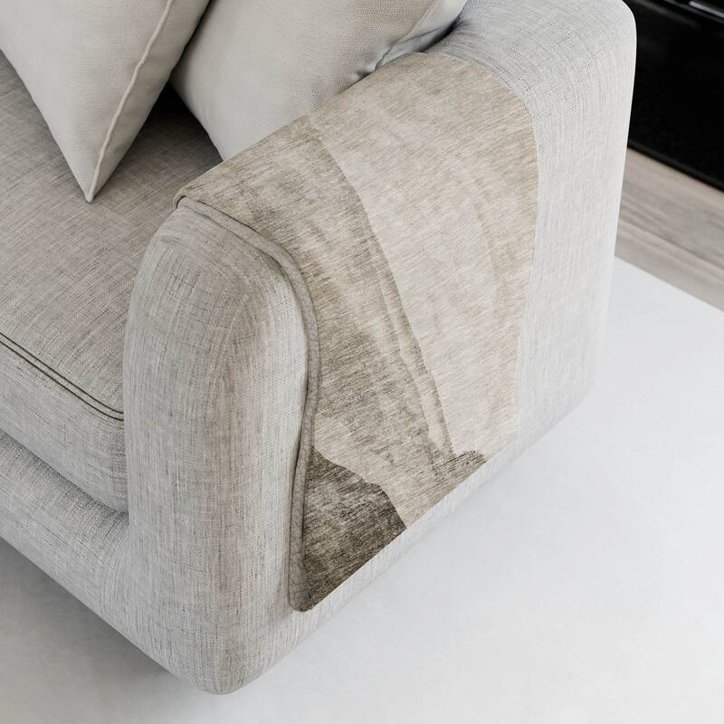 Premium Machine Washable Casual Contemporary Sherpa Throw Blanket - Taupe - 4'2" x 5'10"