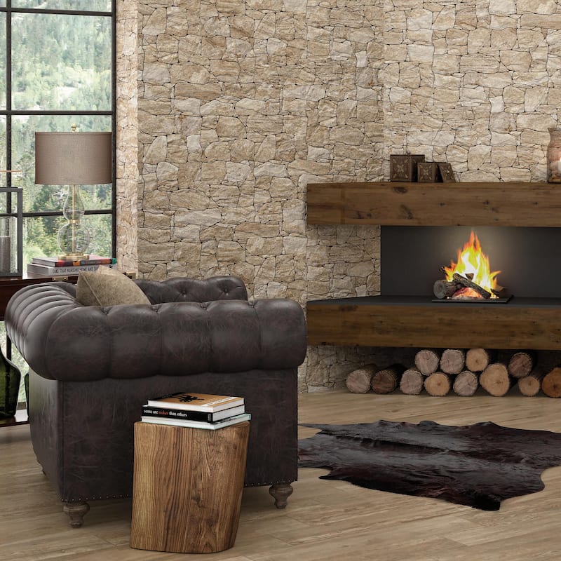Merola Tile Caldera Roques Sand 12-5/8" x 25-1/8" Porcelain Floor and Wall Tile