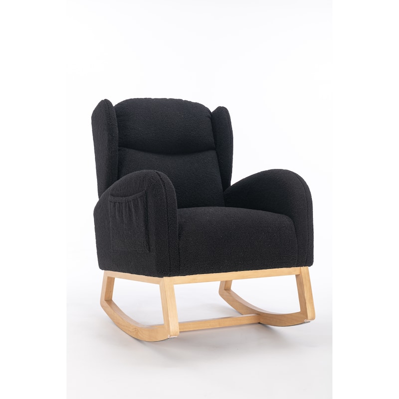 Black 38" High Back Rocking Chair with Pocket