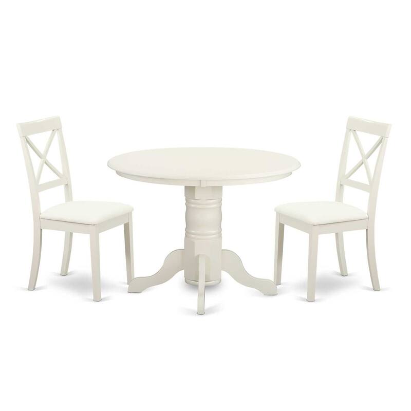 3 Piece Dinette Set - Round Kitchen Table & 2 Dining Chairs - Small Space Design
