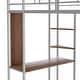 preview thumbnail 8 of 18, Silver Twin Size Metal Loft Bed with Ladder, Fence, 2 Shelves and Desk for Bedroom
