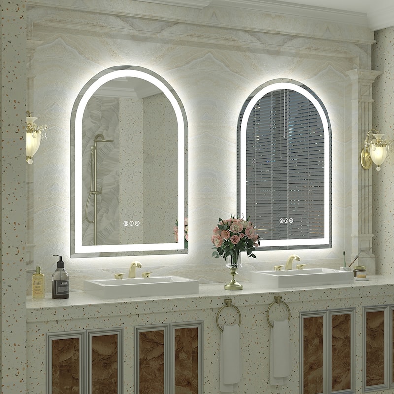 UL Certified Arched LED Anti-fog Tempered Glass Wall Bathroom Vanity Mirror