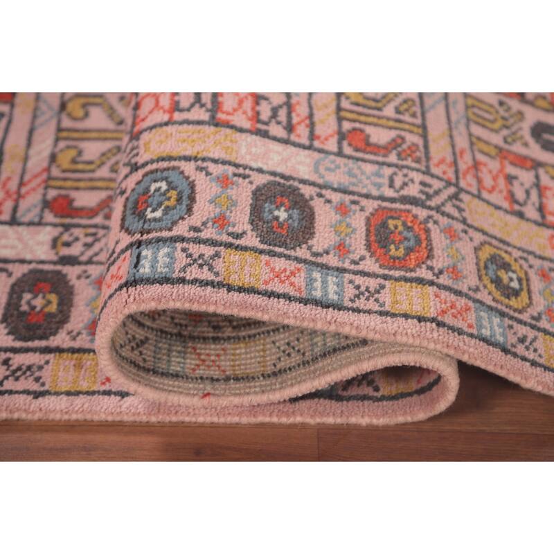 Geometric Khotan Oriental Runner Rug Wool Carpet - 2'6"x 9'9"