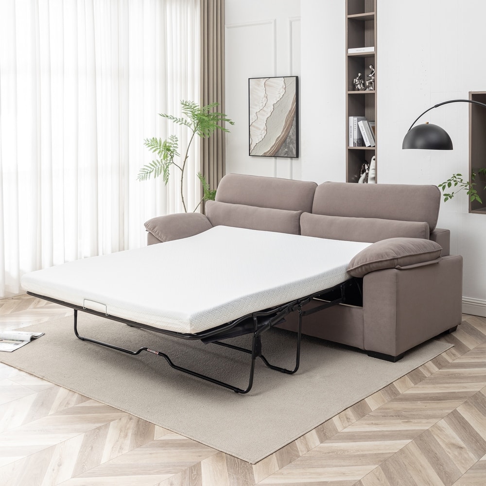 Convertible Pull-Out Sleeper Couch with Memory Foam Mattress