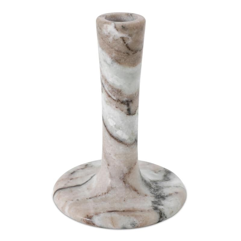 NADAAL STUDIOS Ira, Tall Candle Holder Solid Marble, Black Vein