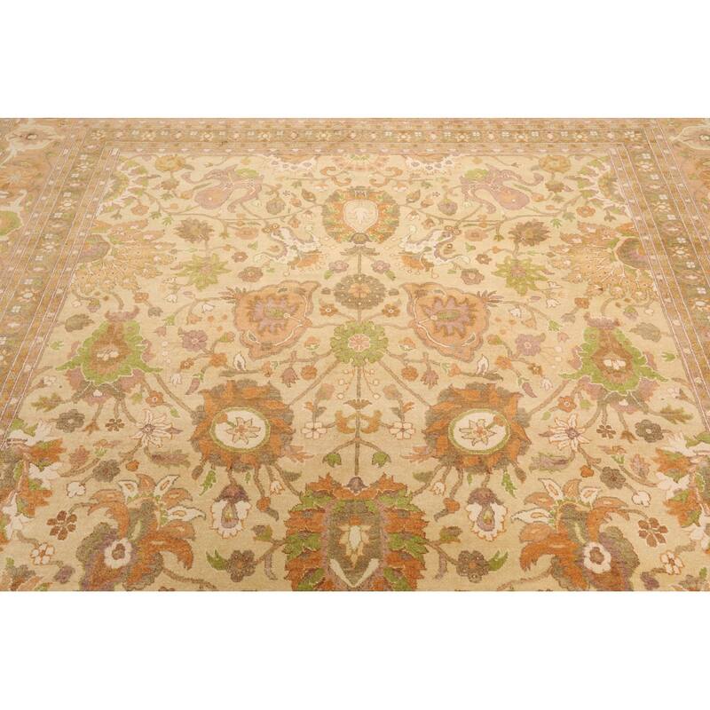 Beige Traditional 100% Wool Rug with 300 KPSI Pak Persian Area Rug - 9' 1'' x 12'