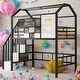 preview thumbnail 1 of 18, Twin Metal Loft Bed With Roof Design And A Storage Box, With Storage Case, Sturdy Metal Frame,Easy Assembly, Black Black