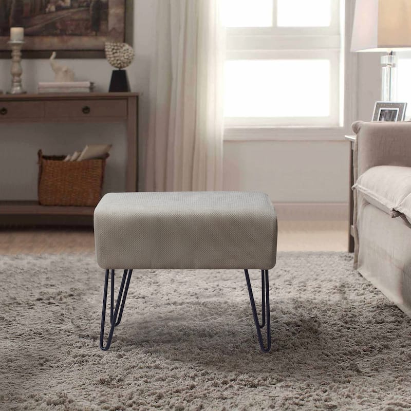 Serenta Milliken Plush Ottoman, 19" x 13" x 17" H