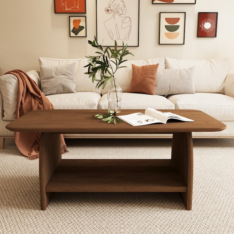 Gold Glass Double-layer Sofa Side Table, Coffee Table with 2-Tier Storage, Living Room Center Table Accent Table