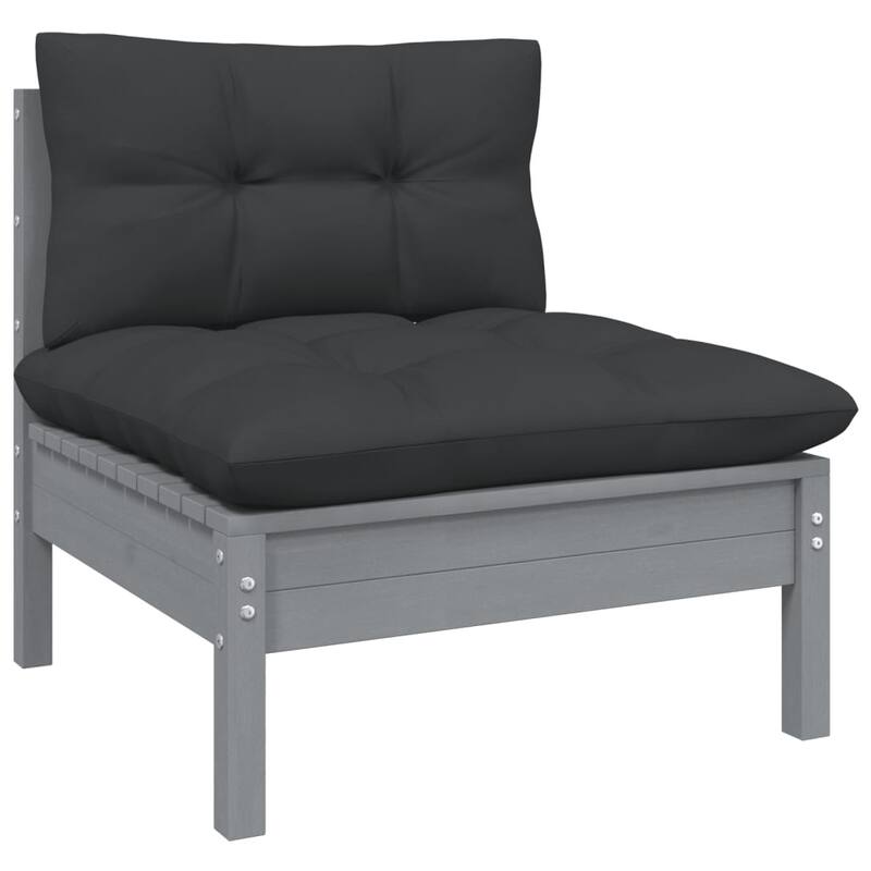 vidaXL Solid Pinewood Patio Lounge Set 7 Piece with Cushions Multi Colors