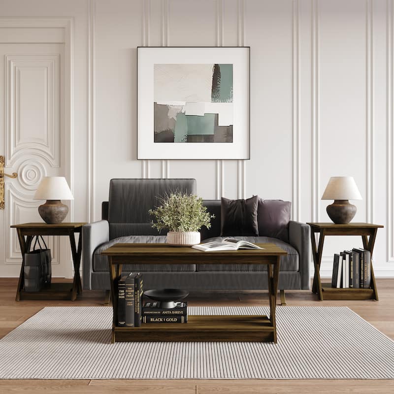 Clayfell Emporia 3 Piece Coffee Table Set - Brown