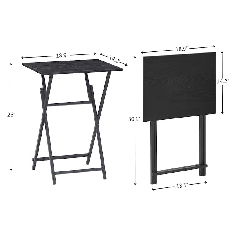 2-Piece Folding TV Tray Table No Assembly Required Portable Sofa Side Table,Snack Table,Space-Saving Easy to Fold Wood Rustic