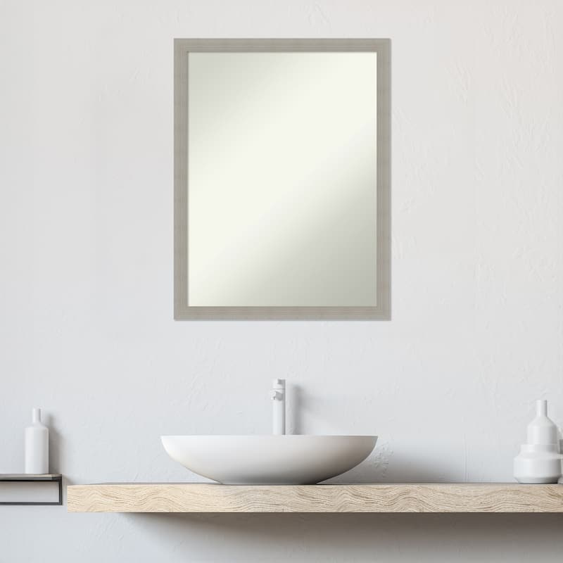 Woodgrain Stripe Non-Beveled Wood Framed Bathroom Vanity Wall Mirror