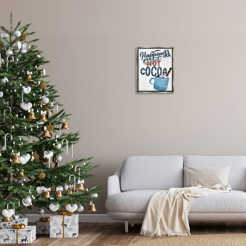 Stupell Happiness Is Hot Cocoa Framed Floater Canvas Wall Art Design By Kim Allen