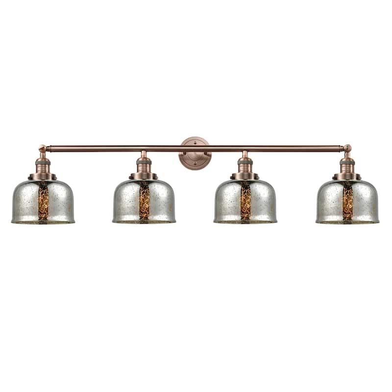 Innovations Lighting Large Bell 4 Light 45" Wide Bathroom Vanity Light - Antique Copper / Silver Plated Mercury
