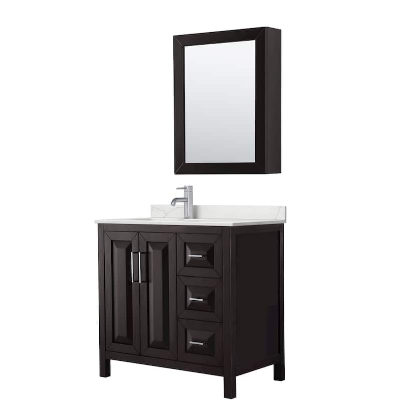 Wyndham Collection WCV252536S-QTZ-UNSMED Daria 36" Free Standing - Dark Espresso / Giotto Quartz Top / Polished