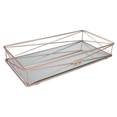 Home Details "Gorgeous" Vanity Tray in Rose Gold - 14"x 7"x 2"