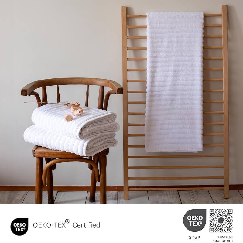 Classic Turkish Towels 100% Turkish Cotton Bath Sheets Plush Ribbed 3 Piece 40x65" - 40x65
