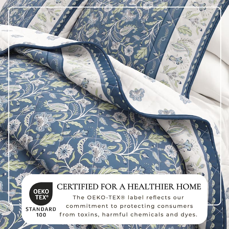 Linery & Co. Boho Floral Cotton Quilt and Sham Set