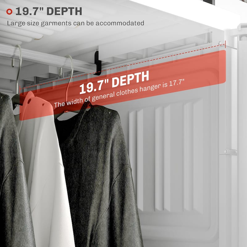 HOMCOM Portable Wardrobe Closet, Folding Bedroom Armoire, Clothes Storage Organizer with 3 Cube Compartments, Hanging Rod