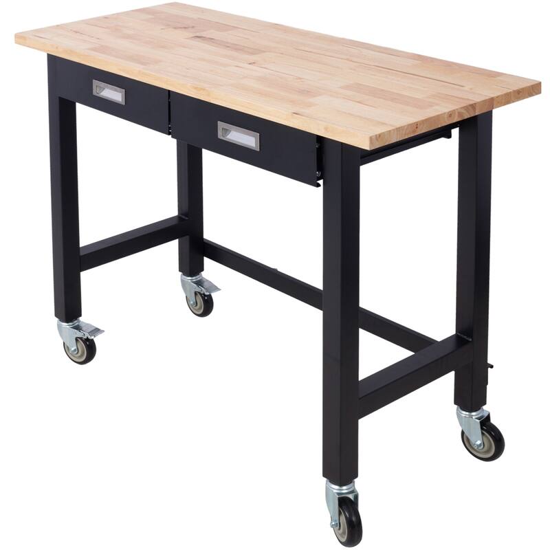 48" Workbench with Drawer Storage and Wheels - Black