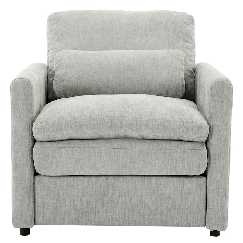 Oversized Chenille Fabric Cloud Sofa, Ergonomic Upholstered Lounge Armchair, Single Sofa Chair with Plush Cushion