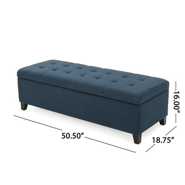 dimension image slide 6 of 10, Mission Tufted Fabric Storage Ottoman Bench by Christopher Knight Home - 50.50"L x 18.75"W x 16.00"H