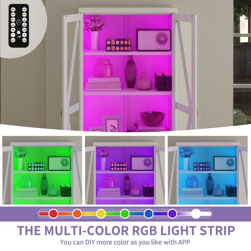 Moasis Metal Bookcase Display Cabinet with Adjustable Shelves & Drawer