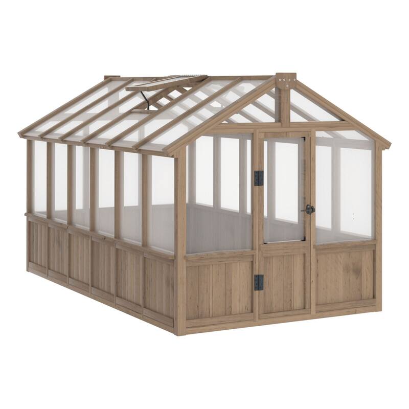 VEIKOUS Walk-in Wooden Greenhouse for Outside, Garden and Backyard, Light Mocha Brown