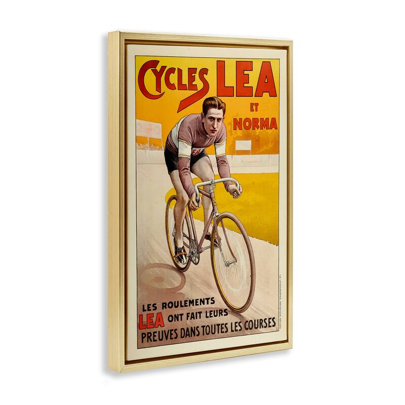 Stupell Yellow Antique Cycling Poster Framed Floater Canvas Wall Art Design By Marcus Jules