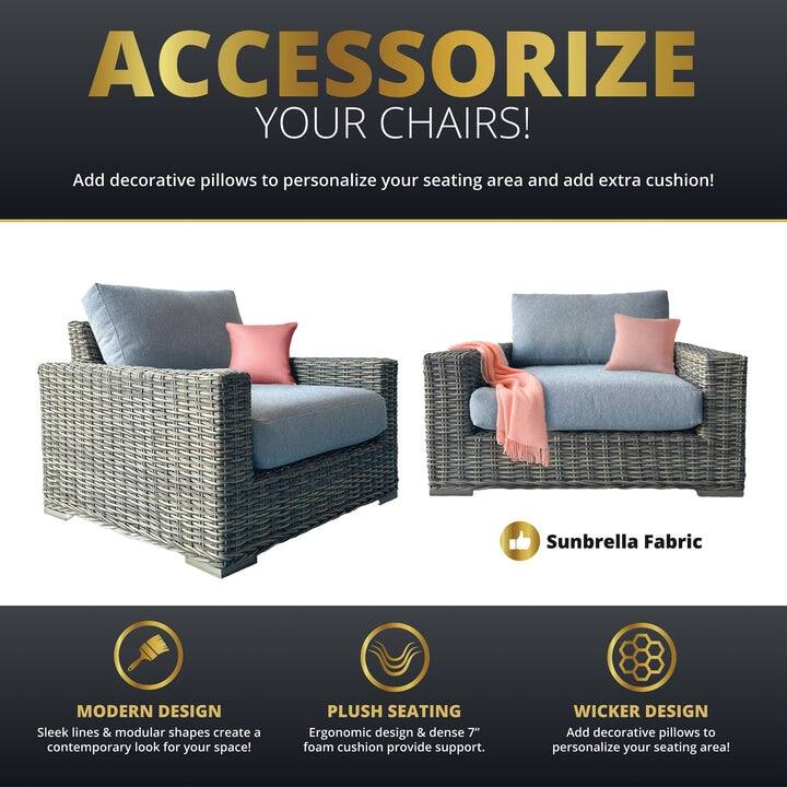 Kinger Home Larry 2-Piece Wicker Patio Stationary Chair - 36" L x 38" W x 26" H