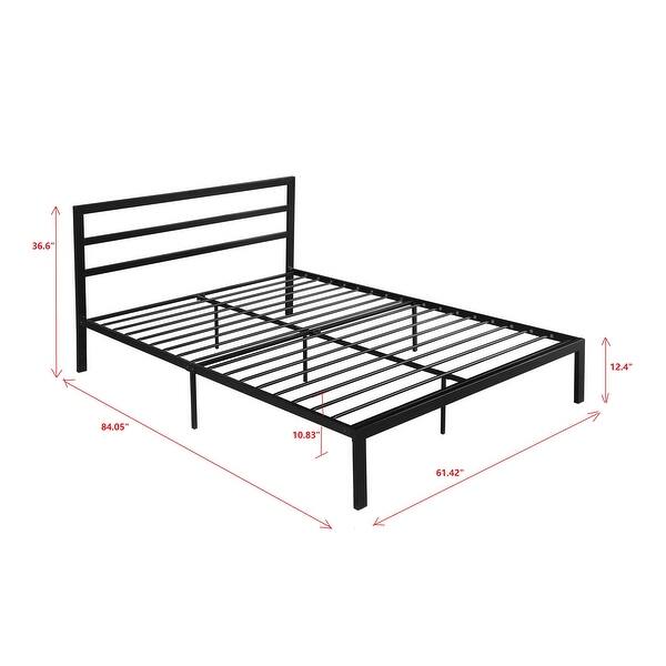 Queen Metal Bed Frame with Headboard and Under-Bed Storage, Sturdy Steel Structure for Maximum Support