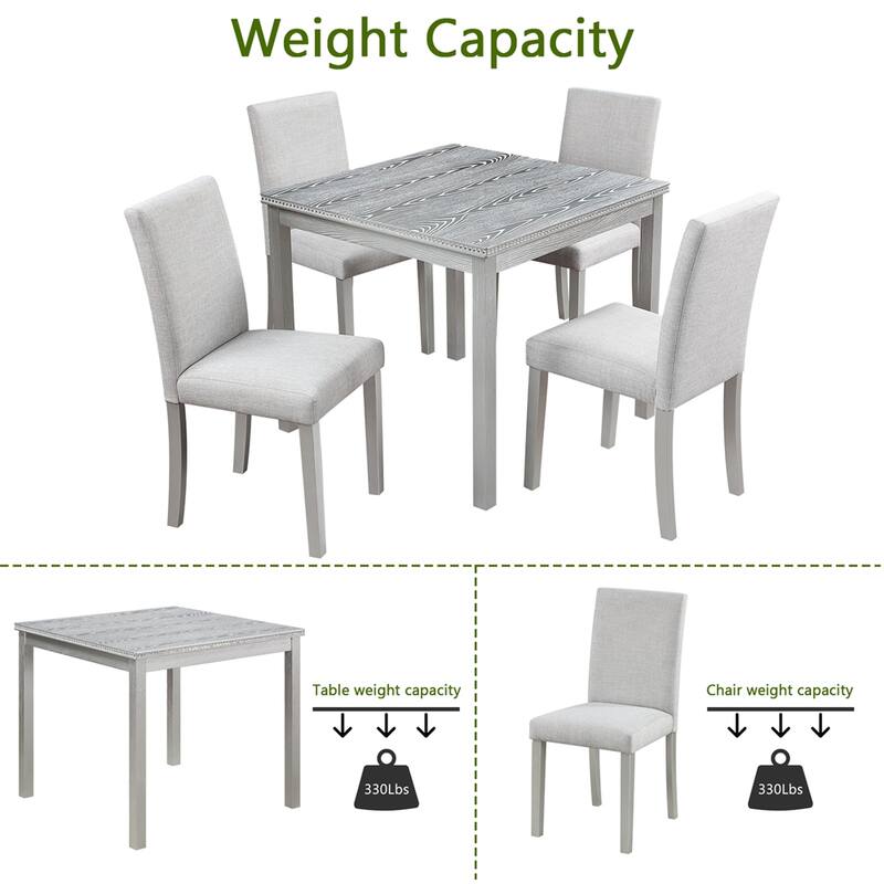 5-piece Wood Dining Counter Height Table and Chair Set