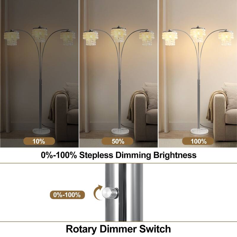 Brio 90" 3-Light Modern Arc Floor Lamp - 90