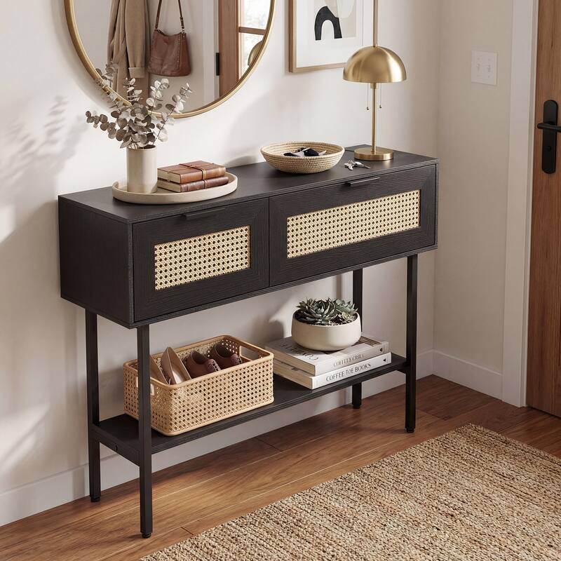 Gymax 40'' Freestanding Entryway Table w/Flip Doors & Open Storage