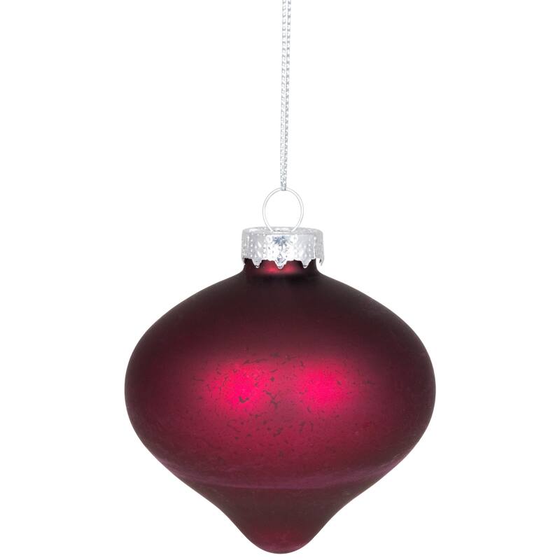 Onion and Glass Ball Christmas Ornaments - 3.25" - Burgundy and Purple - 9ct