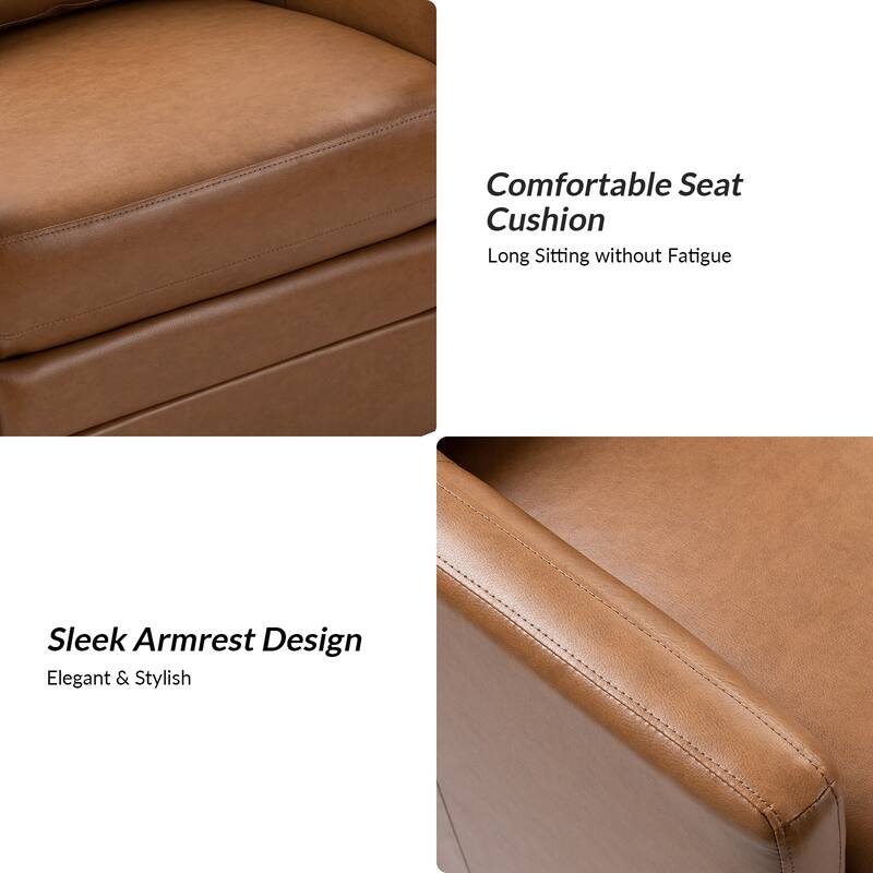 Terrance Transitional Swivel Faux Leather Barrel Accent Chair with Metal Base