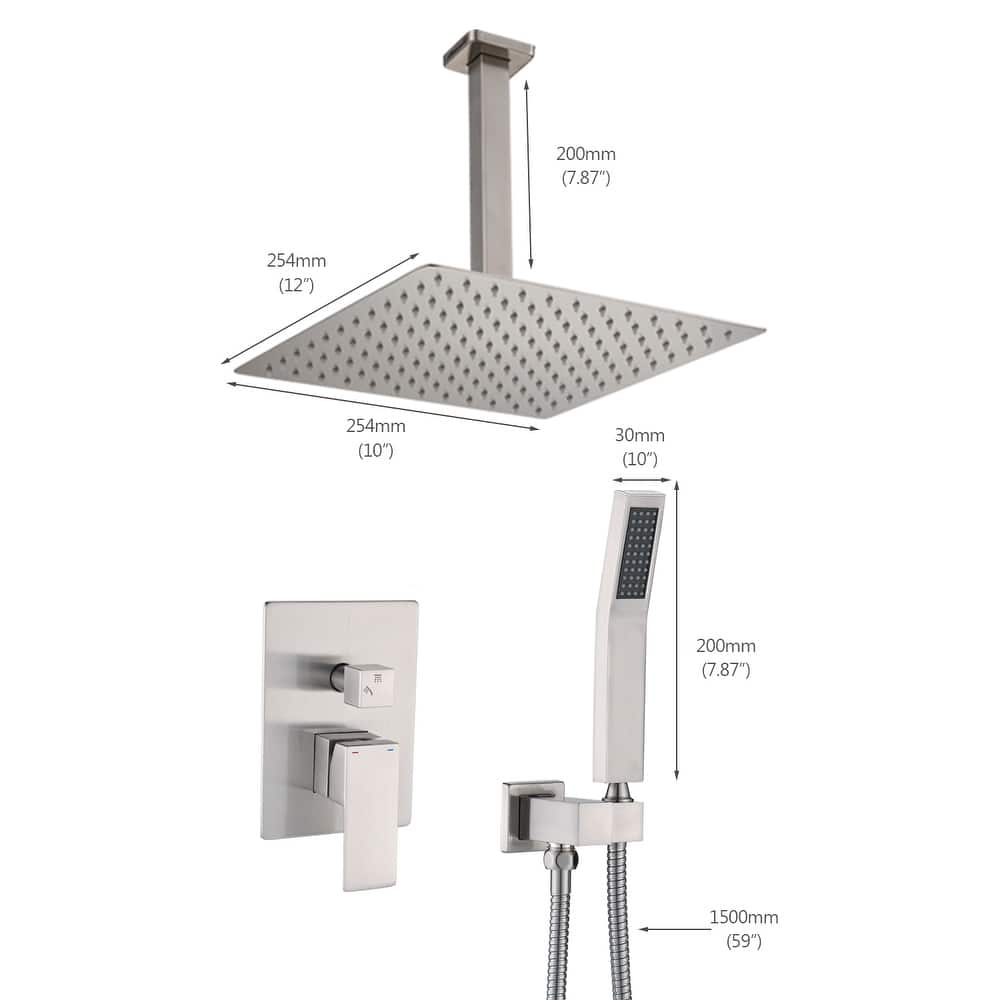 YASINU 2 Function Ceiling Mounted Square Rainfall Shower Head Bathroom Shower System Sets