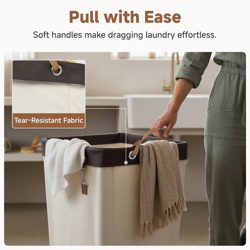 160L Laundry Hamper With Wheels, Large Clothes Laundry Basket With Steel Frame for Home, Closet, Dorm, Bathroom, Laundry Room