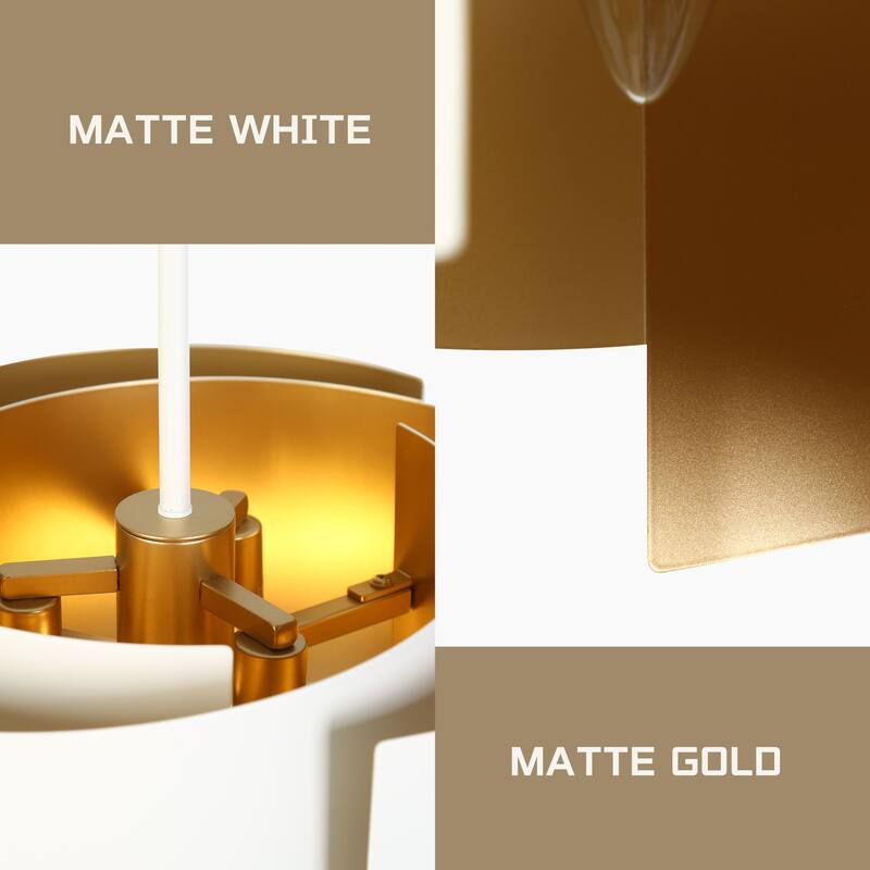 Modern Unique 3-Light Chandelier White Gold Spiral Design Large Pendant for Kitchen Dining Room - 15.8 " × 9.8 "