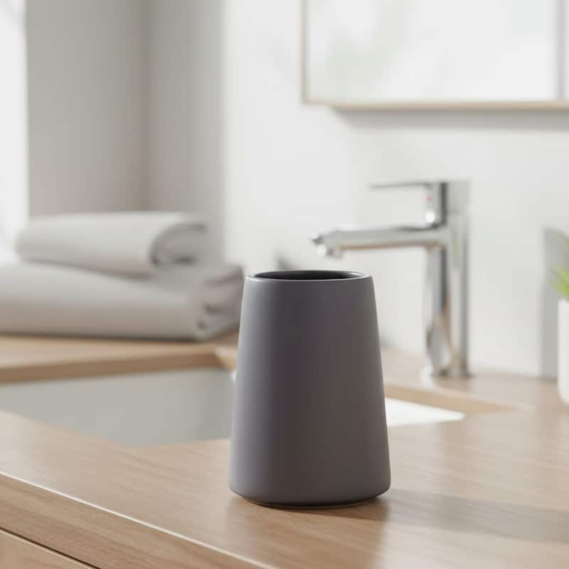 SMOOTH Collection of Bathroom Accessories up to 4 Pieces. - Tumbler Only - Gray