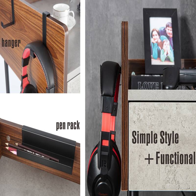 JJS 48" Home Office Computer Laptop Desk with Drawers, Modern Wooden Compact Study Writing Desk with Privacy Panel and Storage