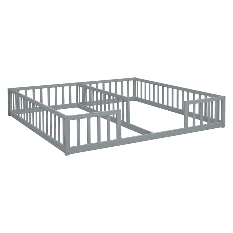 Double Twin Floor Bed with Fence
