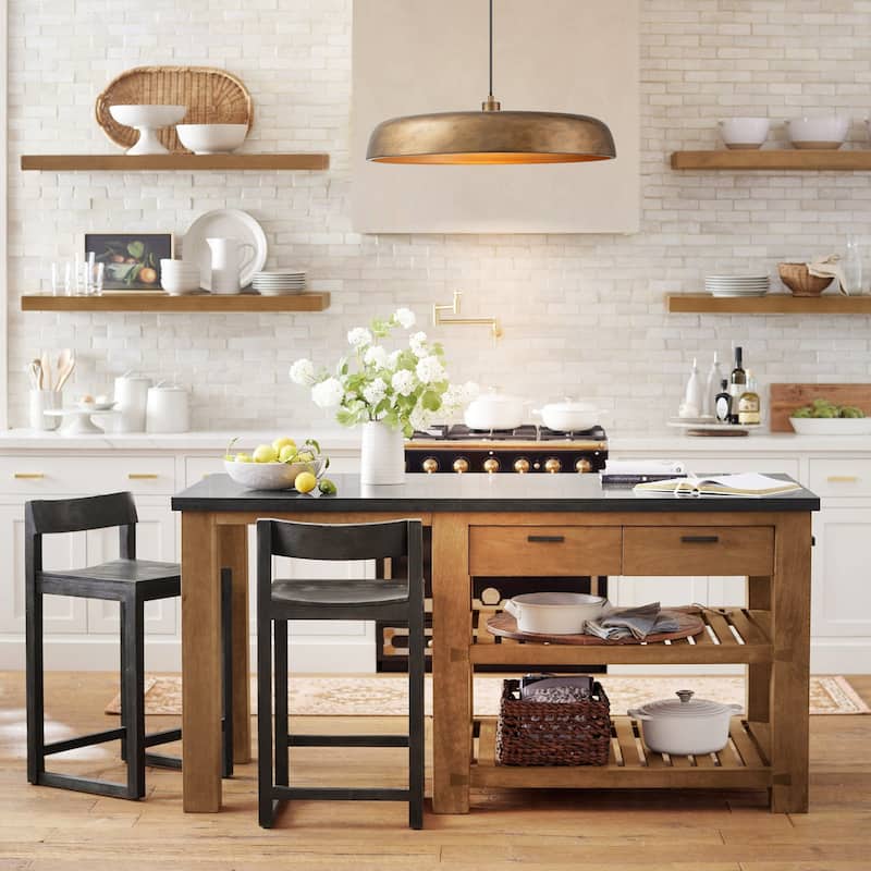 1-Light Modern Vintage Brown Dome Pendant Light for Kitchen Island - 23.6 in. W x 6.3 in. H