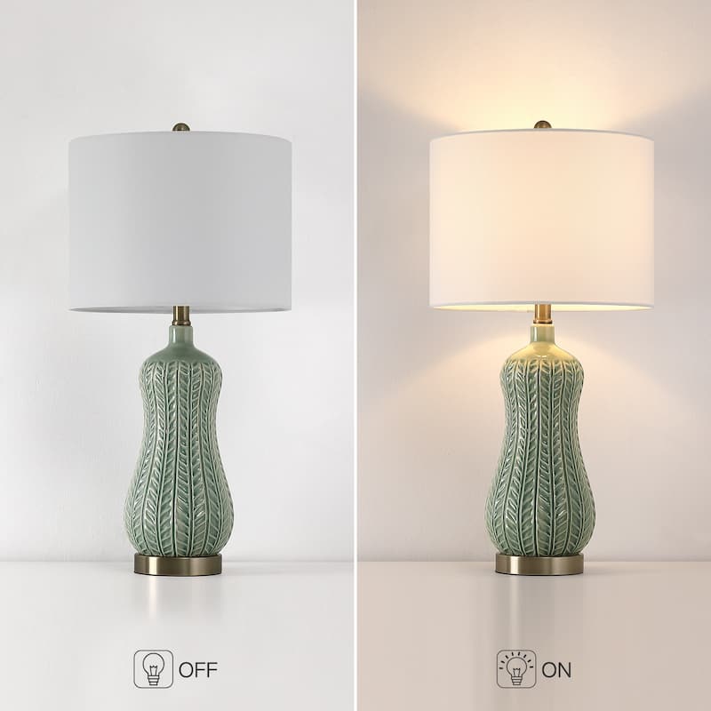 Elliott Ceramic Table Lamp with White Drum Shade - 22.5 in. H